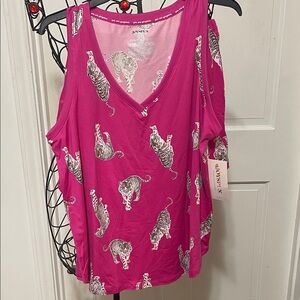 JoySpun Fuchsia Tiger Print Sleep Set-size Large